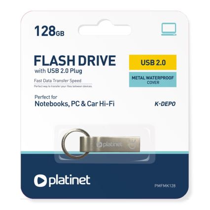 Metal impermeable Flash Disk USB 128GB cromo mate