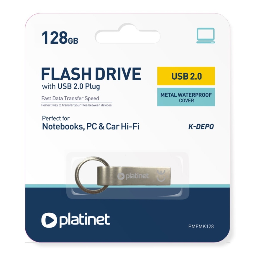 Metal impermeable Flash Disk USB 128GB cromo mate
