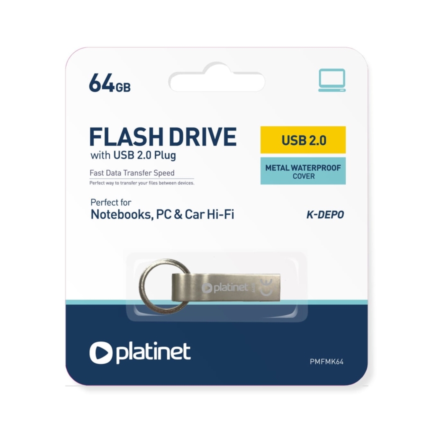 Metal impermeable Flash Disk USB 64GB cromo mate