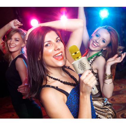 Micrófono de karaoke Bluetooth 6W/5V 1500 mAh dorado