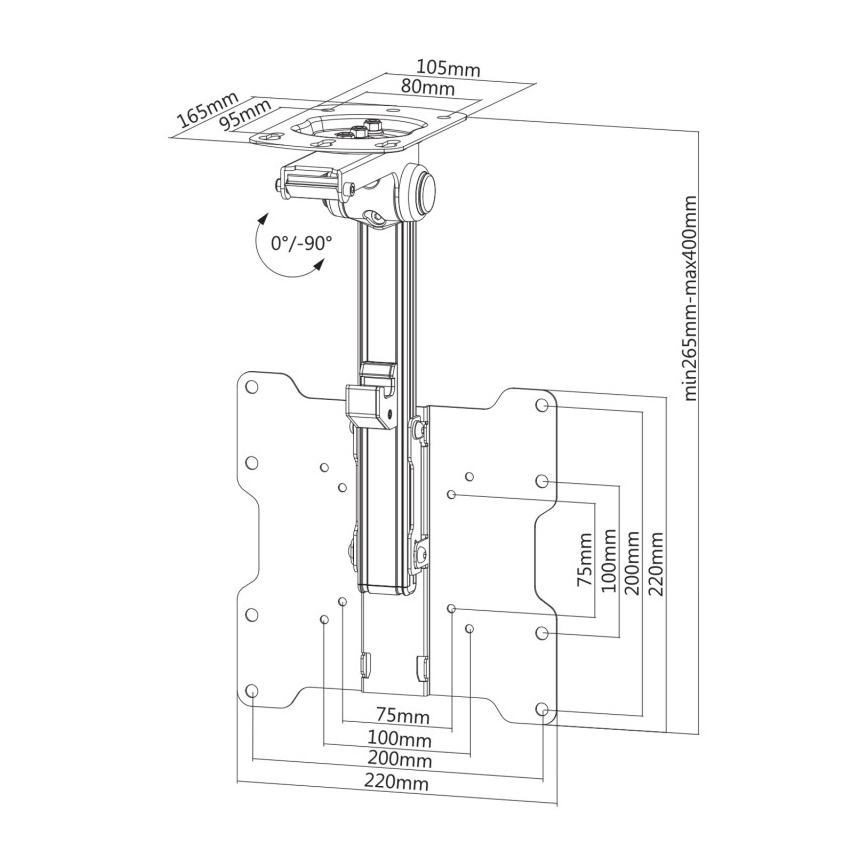 MK FLORIA MKF-17DS220 - Soporte de techo para TV de 46 negro