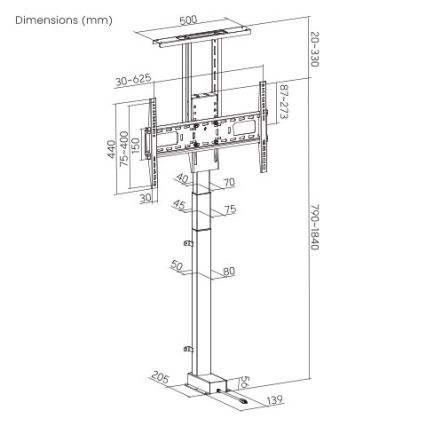 MK FLORIA MKF-19DM648 - Soporte de pie para TV 37-65 negro SCHUKO + control remoto