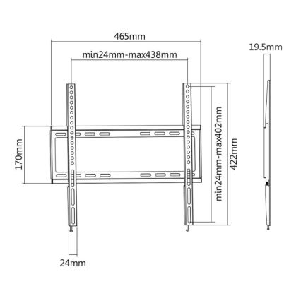 MK FLORIA MKF-20DF447 - Soporte fijo de pared para TV de 65 negro