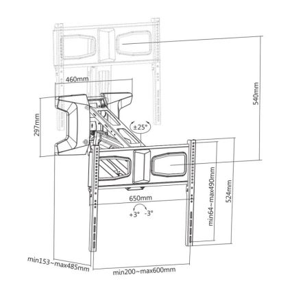 MK FLORIA MKF-21DM647 - Soporte mural articulado para TV de 70 en color negro + control remoto