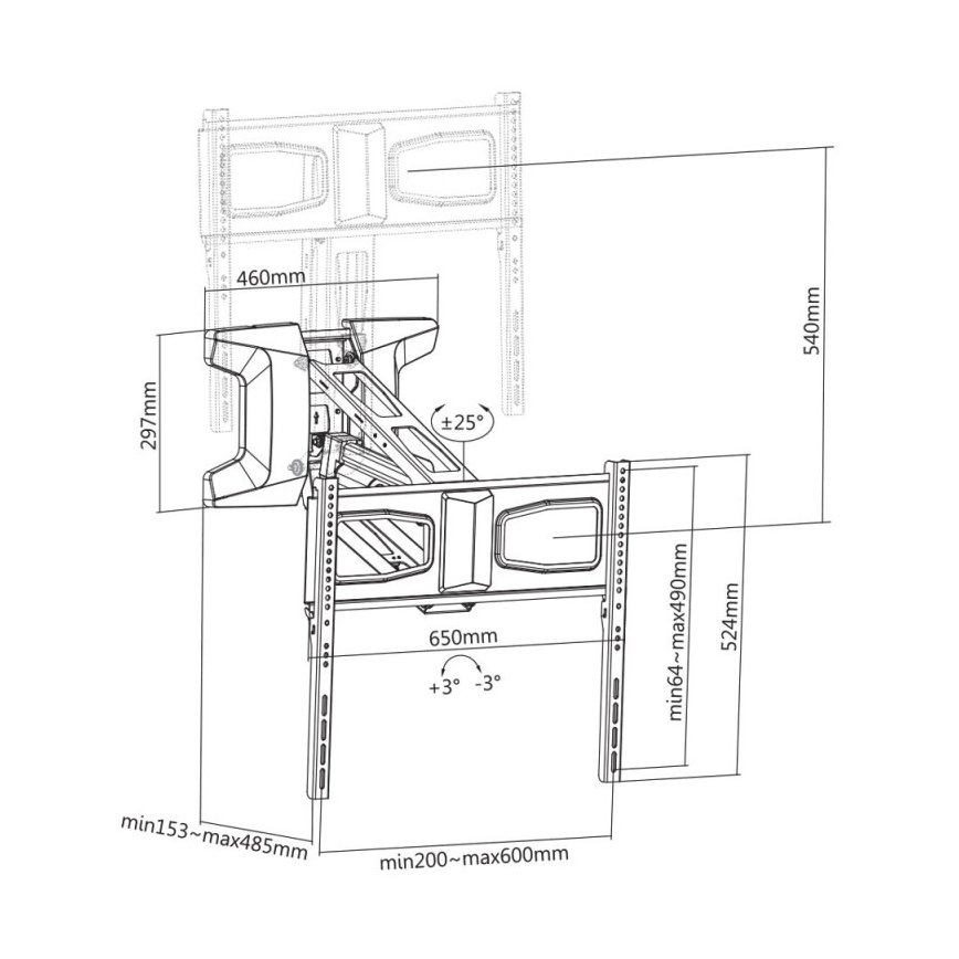 MK FLORIA MKF-21DM647 - Soporte mural articulado para TV de 70 en color negro + control remoto