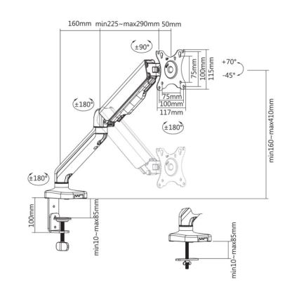 MK FLORIA MKF-21DP113S2 - Soporte ajustable para monitor de 32 negro