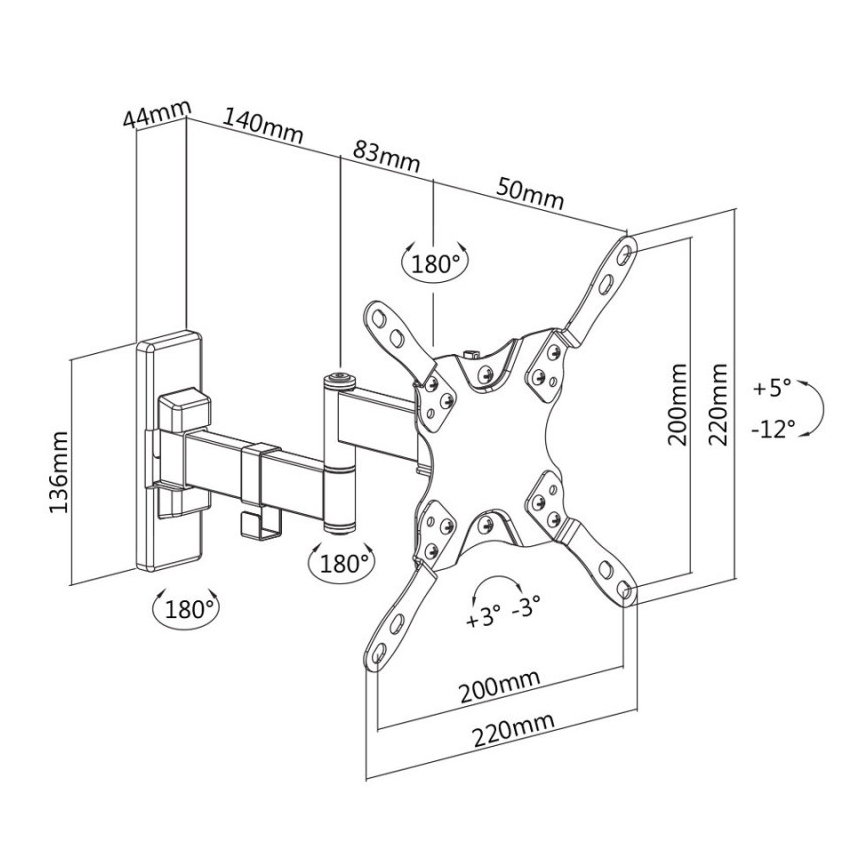 MK FLORIA MKF-21DP224 - Soporte de pared para TV con articulación 46 negro