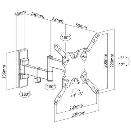 MK FLORIA MKF-21DP224 - Soporte de pared para TV con junta 46" negro
