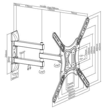 MK FLORIA MKF-23DP444 - Soporte de pared para TV con junta 65 negro