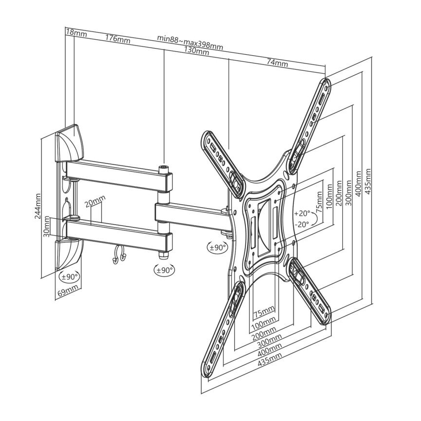 MK FLORIA MKF-23DP444 - Soporte de pared para TV con junta 65 negro