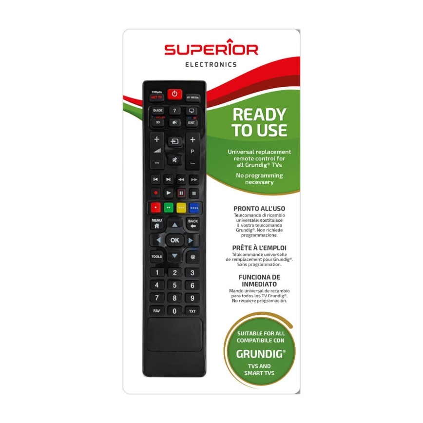 MK FLORIA Superior RC UNI TV Grundig - Mando a distancia de repuesto para TV marca Grundig 2xAAA