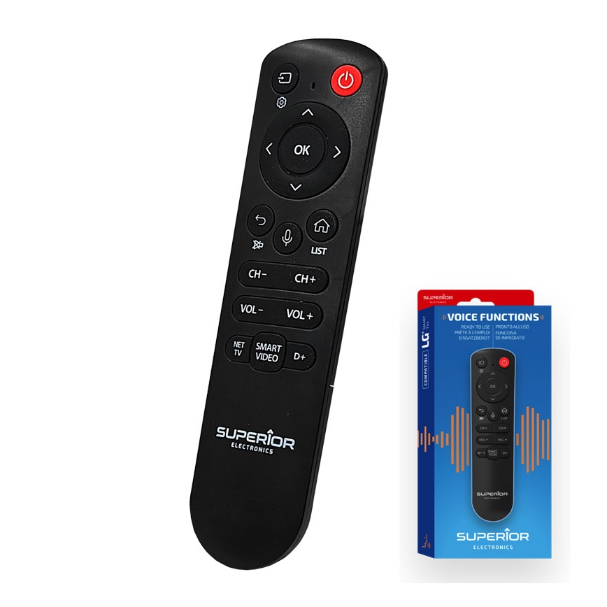 MK FLORIA Superior RC UNI TV LG VOICE - Mando a distancia de repuesto para televisores de la marca LG, alimentado por 2 pilas AAA