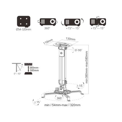 MK FLORIA Superior SUPSTV013 - Soporte de techo para proyector, negro