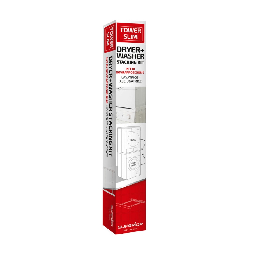 MK FLORIA Superior Tower Slim - Kit de apilamiento para lavadora y secadora, 66 cm, blanco
