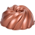 Molde para bizcocho tipo bundt KITCHISIMO 24 cm, diseño espiral, acabado cobre