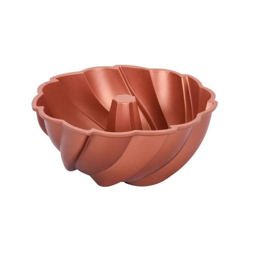 Molde para bizcocho tipo bundt KITCHISIMO 24 cm, diseño espiral, acabado cobre