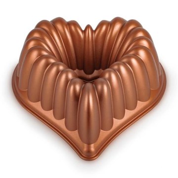 Molde para bizcocho tipo bundt KITCHISIMO en forma de corazón/acabado cobre