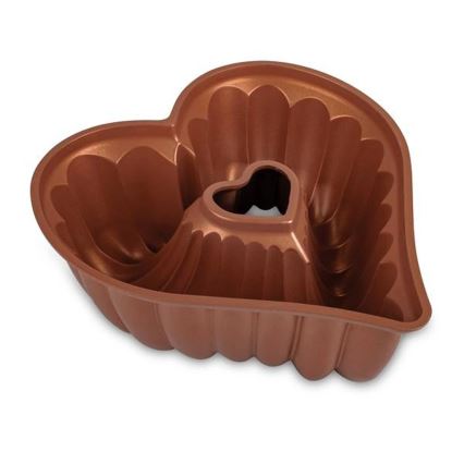 Molde para bizcocho tipo bundt KITCHISIMO en forma de corazón/acabado cobre