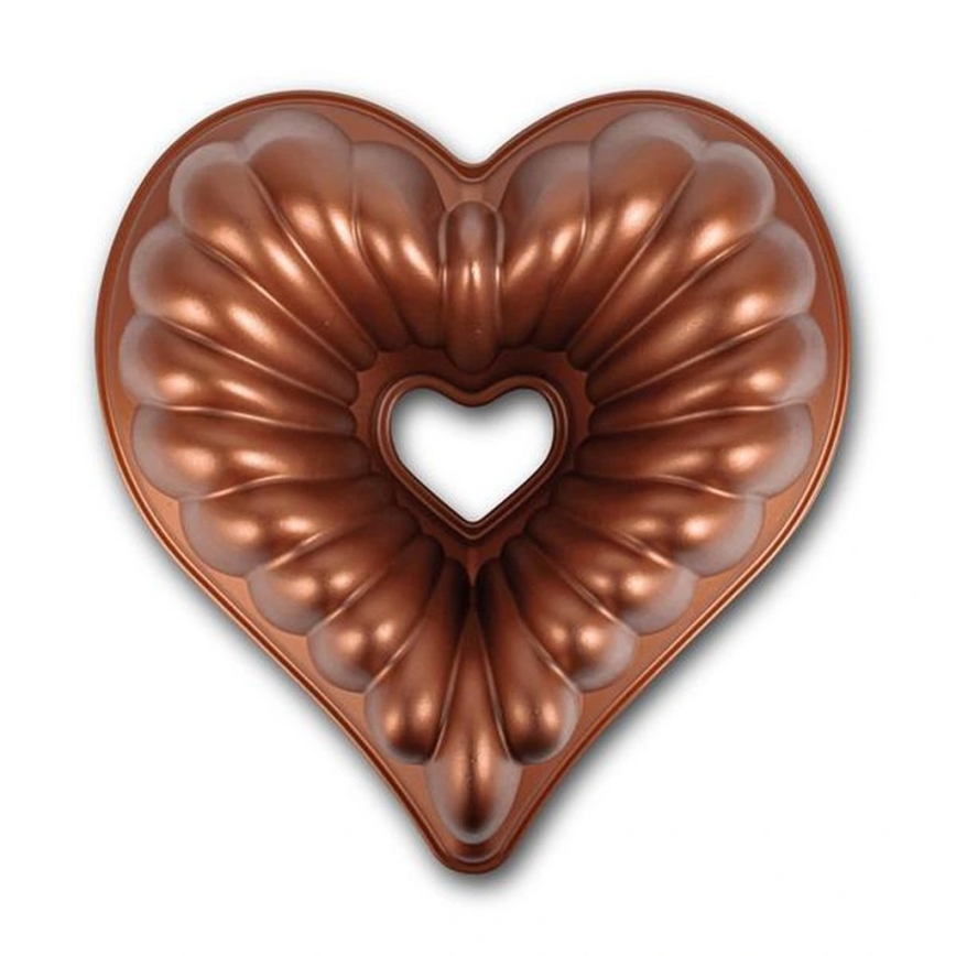Molde para bizcocho tipo bundt KITCHISIMO en forma de corazón/acabado cobre