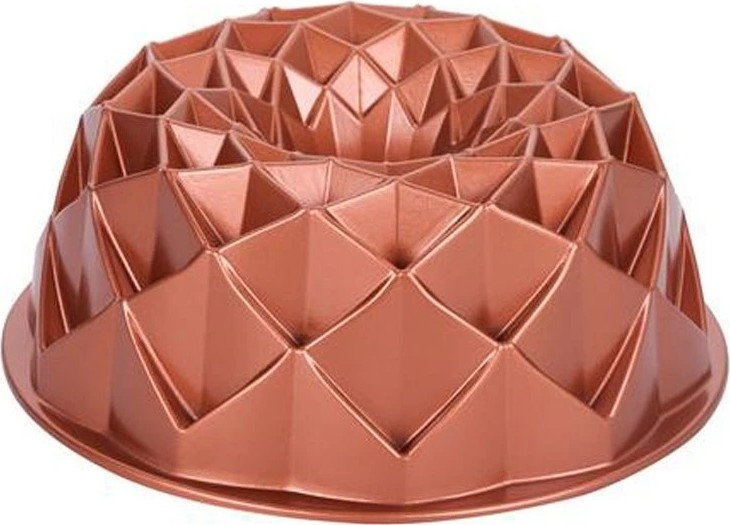Molde para bundt KITCHISIMO 24 cm — diseño diamante, acabado en cobre