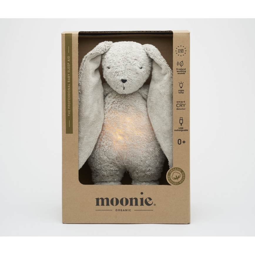 Moonie - Pelele con melodía y luz conejo 2.0 organic gris