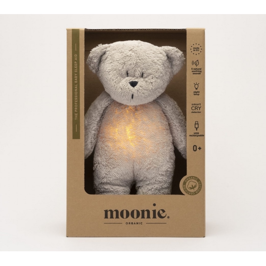 Moonie - Pelele con melodía y luz osito 2.0 orgánico gris