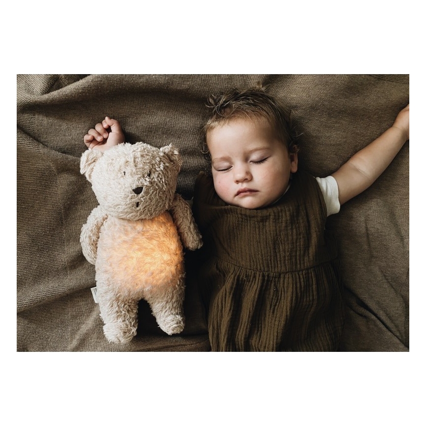 Moonie - Pelele con melodía y luz, pequeño oso de miel orgánica natural