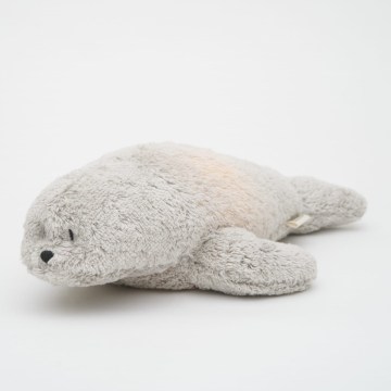 Moonie - peluche para dormir con melodía y luz, foca gris orgánica