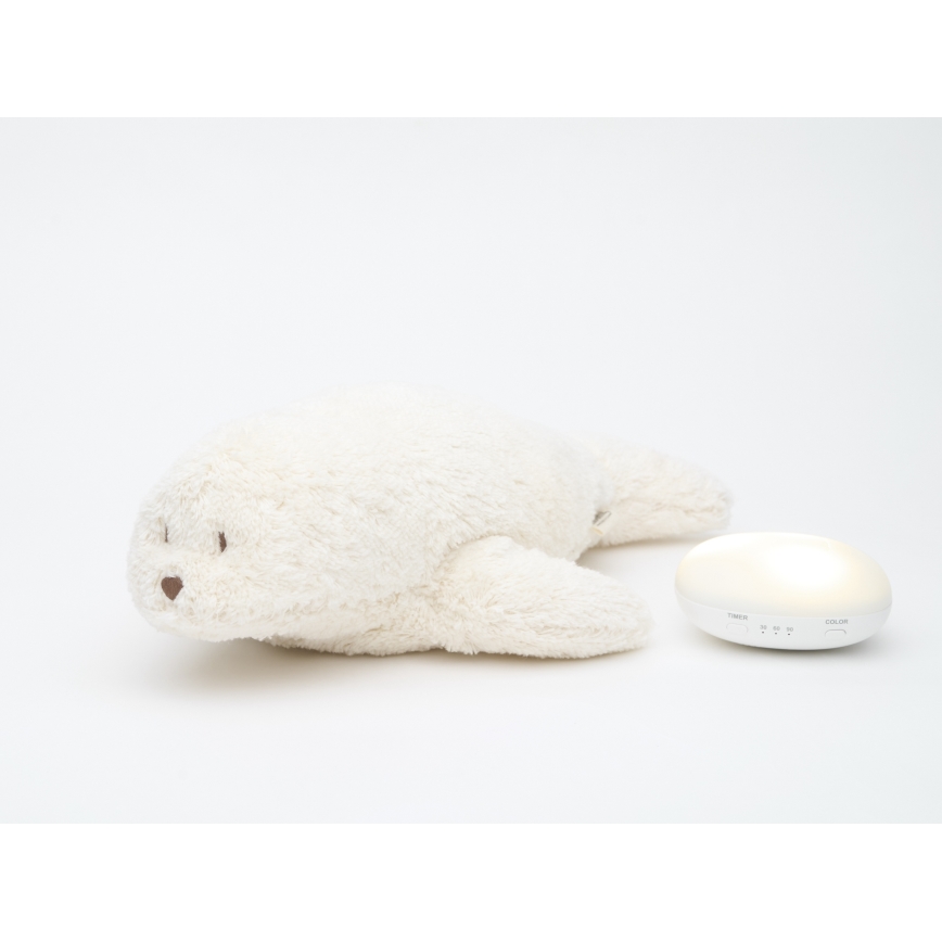 Moonie - Peluche para dormir con melodía y luz, foca Organic Polar