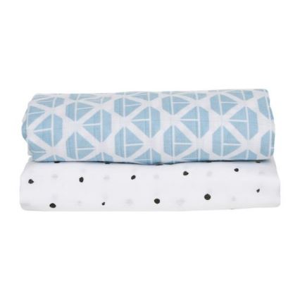 MOTHERHOOD - Manta de muselina 2 uds Blue Boats 100x120 cm
