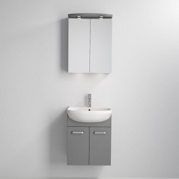 Mueble de baño con lavabo ASTRID + armario con espejo con LED 4xLED/4,3W/230V IP44 gris