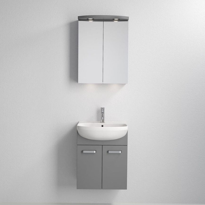 Mueble de baño con lavabo ASTRID + armario con espejo con LED 4xLED/4,3W/230V IP44 gris