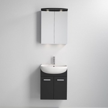 Mueble de baño con lavabo ASTRID + armario-espejo LED 4xLED/4,3W/230V IP44 negro