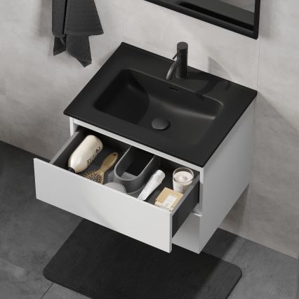Mueble de baño con lavabo CONOR 61 cm blanco/negro