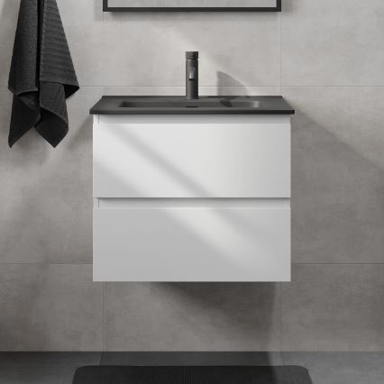 Mueble de baño con lavabo CONOR 61 cm blanco/negro