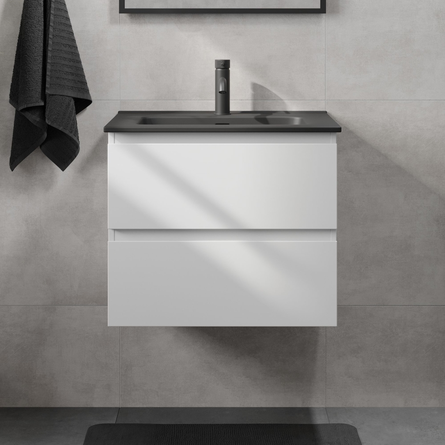 Mueble de baño con lavabo CONOR 61 cm blanco/negro