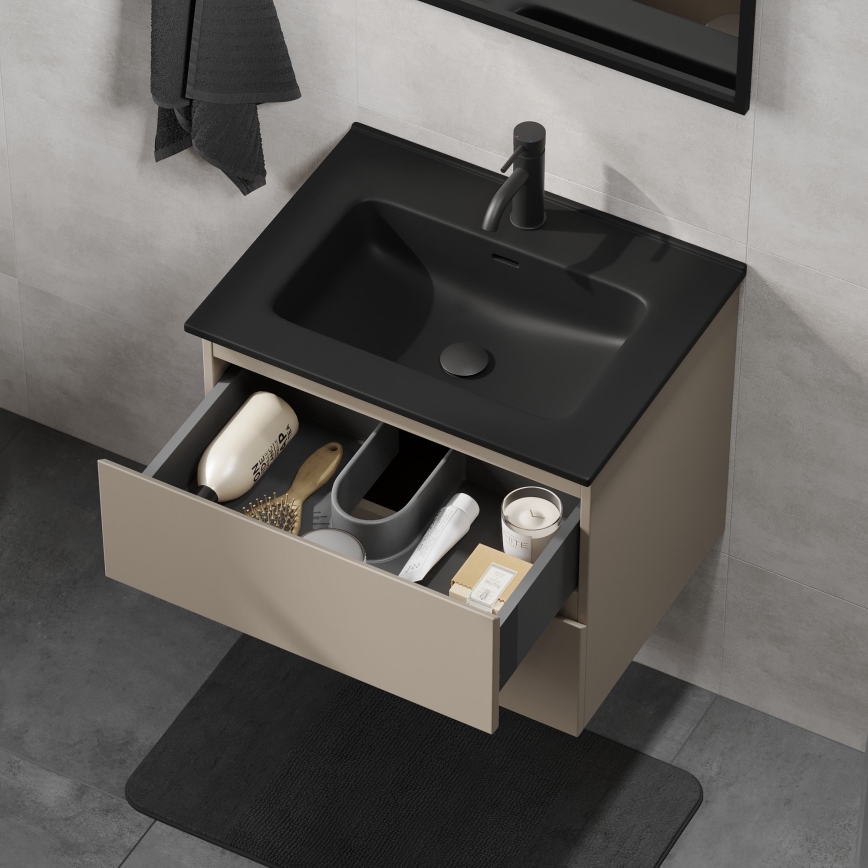 Mueble de baño con lavabo CONOR 61 cm Marakesh/negro