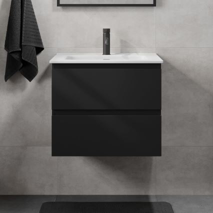 Mueble de baño con lavabo CONOR 61 cm, negro/blanco