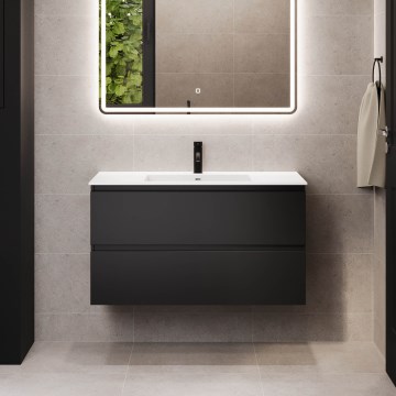 Mueble de baño con lavabo HELSINKI 100 cm negro