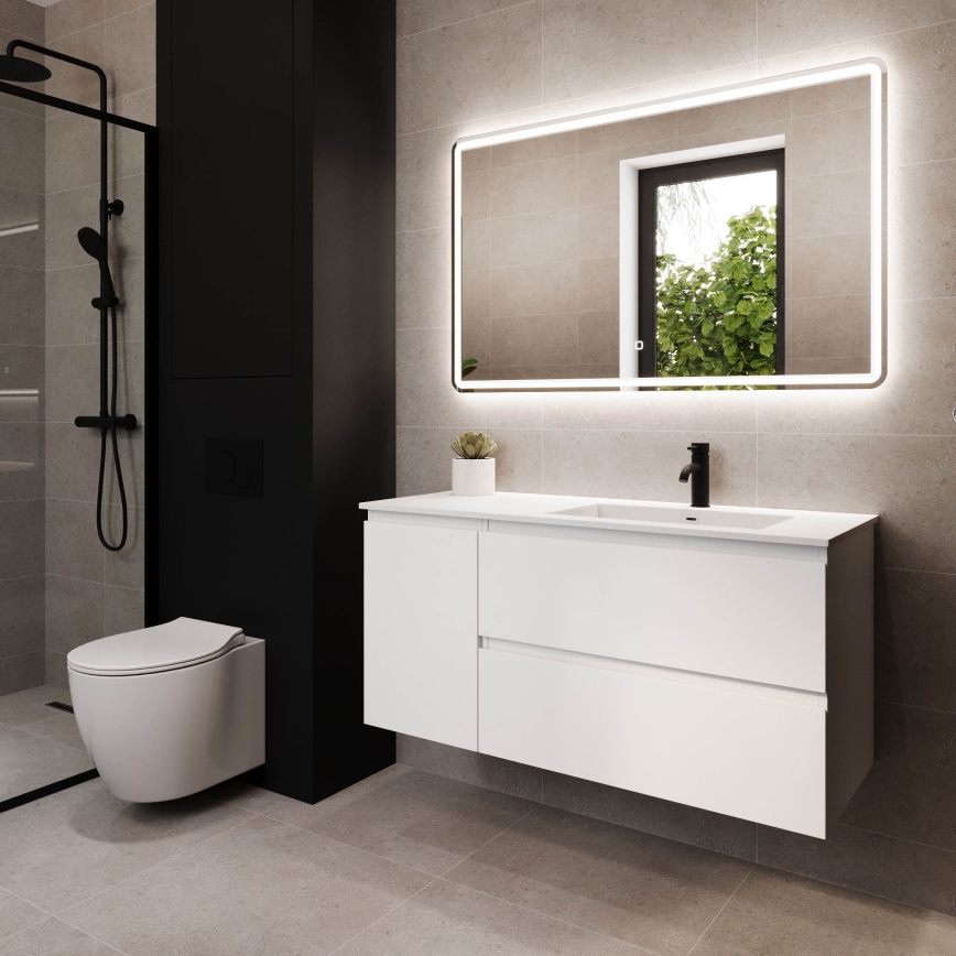 Mueble de baño con lavabo HELSINKI 115 cm derecha/blanco