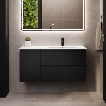 Mueble de baño con lavabo HELSINKI 115 cm derecho/negro