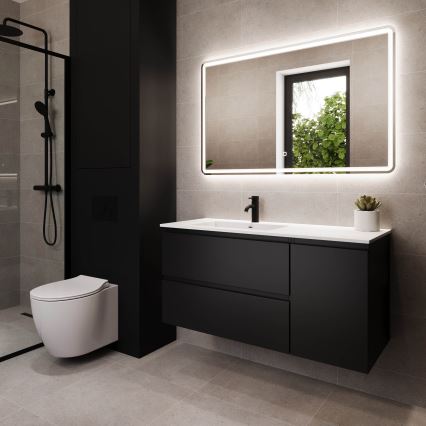 Mueble de baño con lavabo HELSINKI 115 cm izquierdo/negro