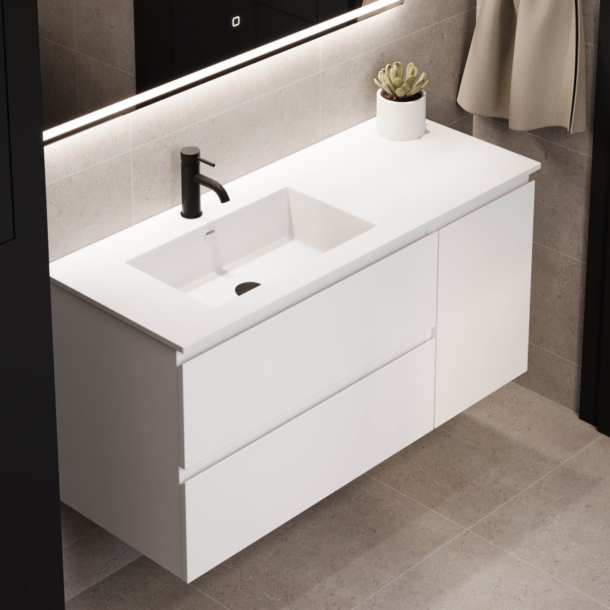 Mueble de baño con lavabo HELSINKI 115 cm lado izquierdo/blanco