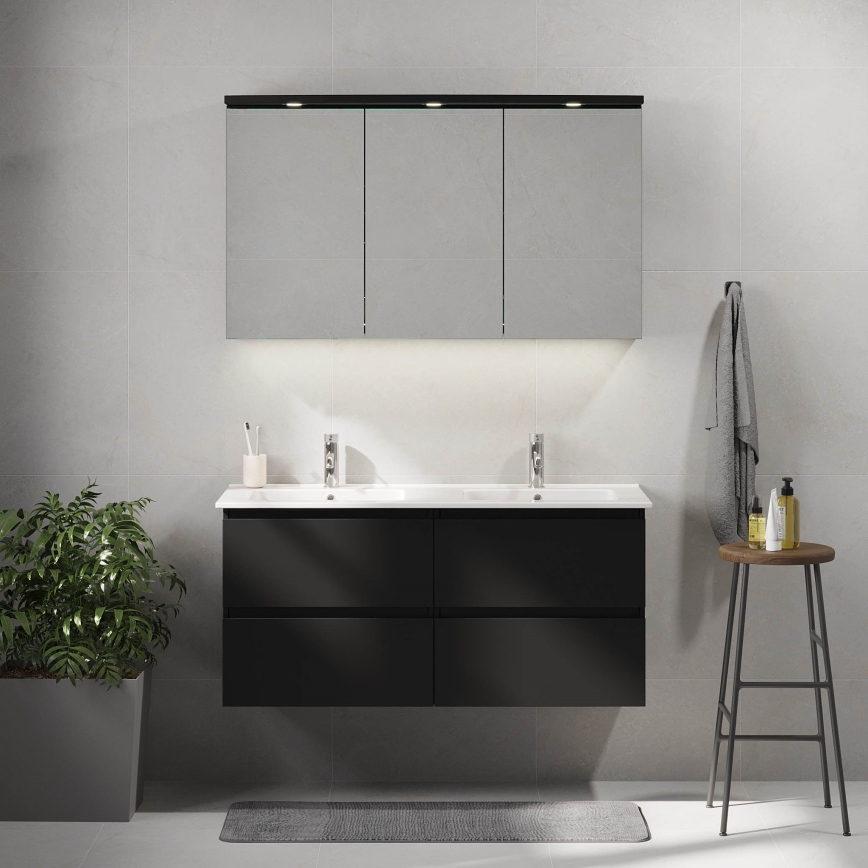 Mueble de baño con lavabo HELSINKI 120 cm, negro