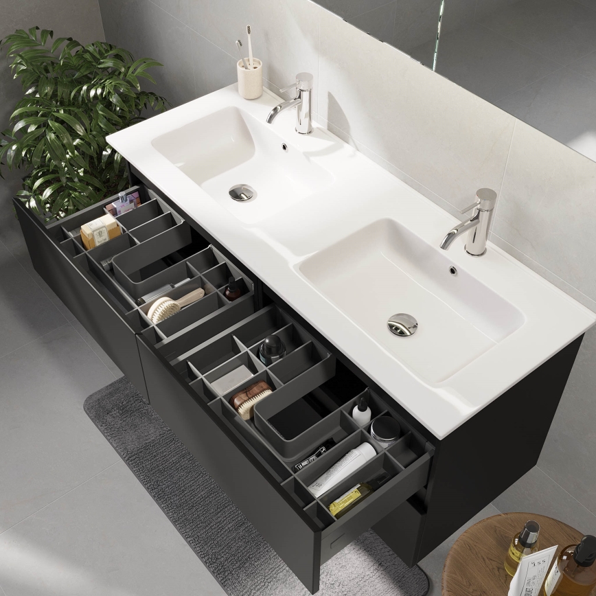 Mueble de baño con lavabo HELSINKI 120 cm, negro