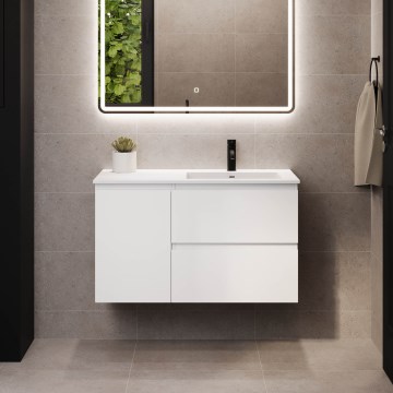 Mueble de baño con lavabo HELSINKI 95 cm derecho/blanco