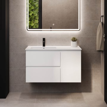 Mueble de baño con lavabo HELSINKI 95 cm izquierdo/blanco