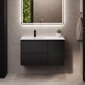 Mueble de baño con lavabo HELSINKI 95 cm, lado izquierdo / negro