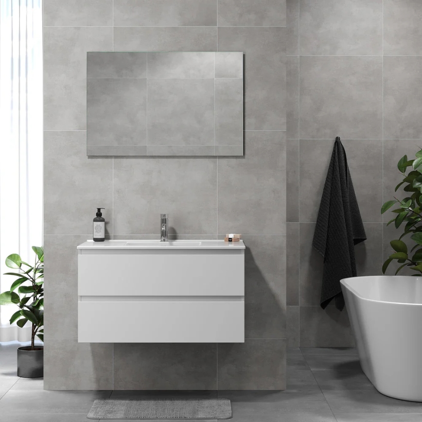 Mueble de baño con lavabo HENRY 91 cm blanco