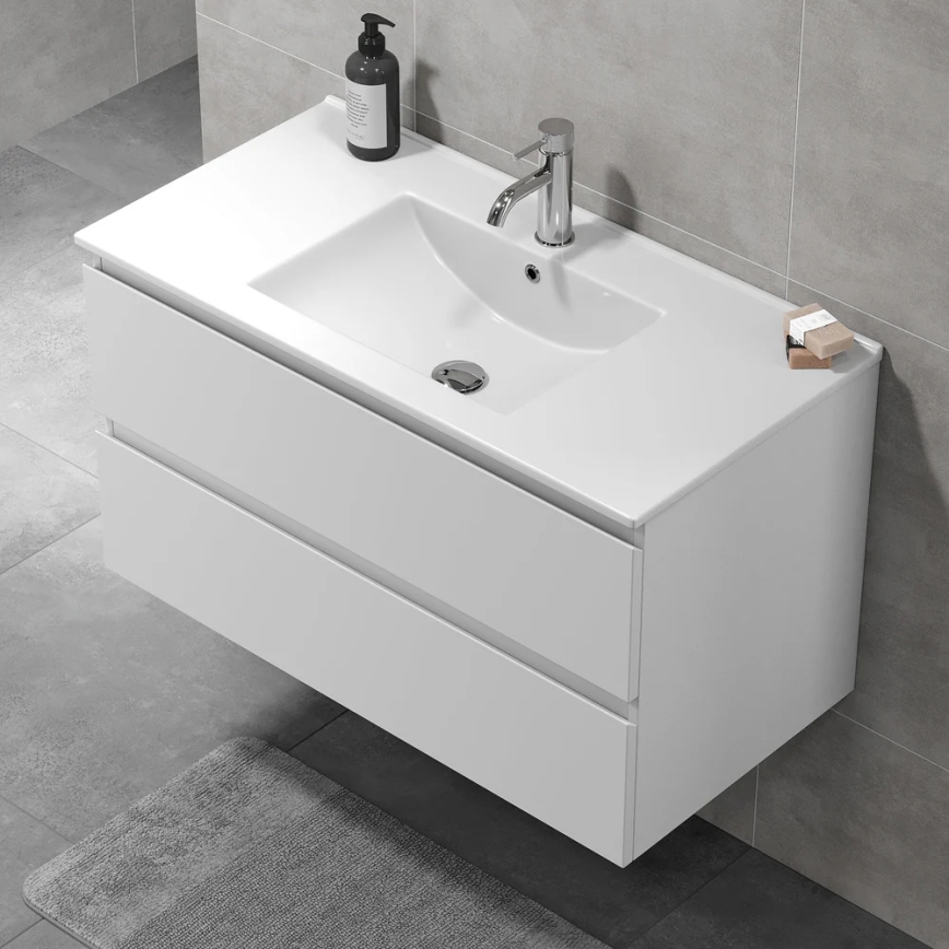 Mueble de baño con lavabo HENRY 91 cm blanco
